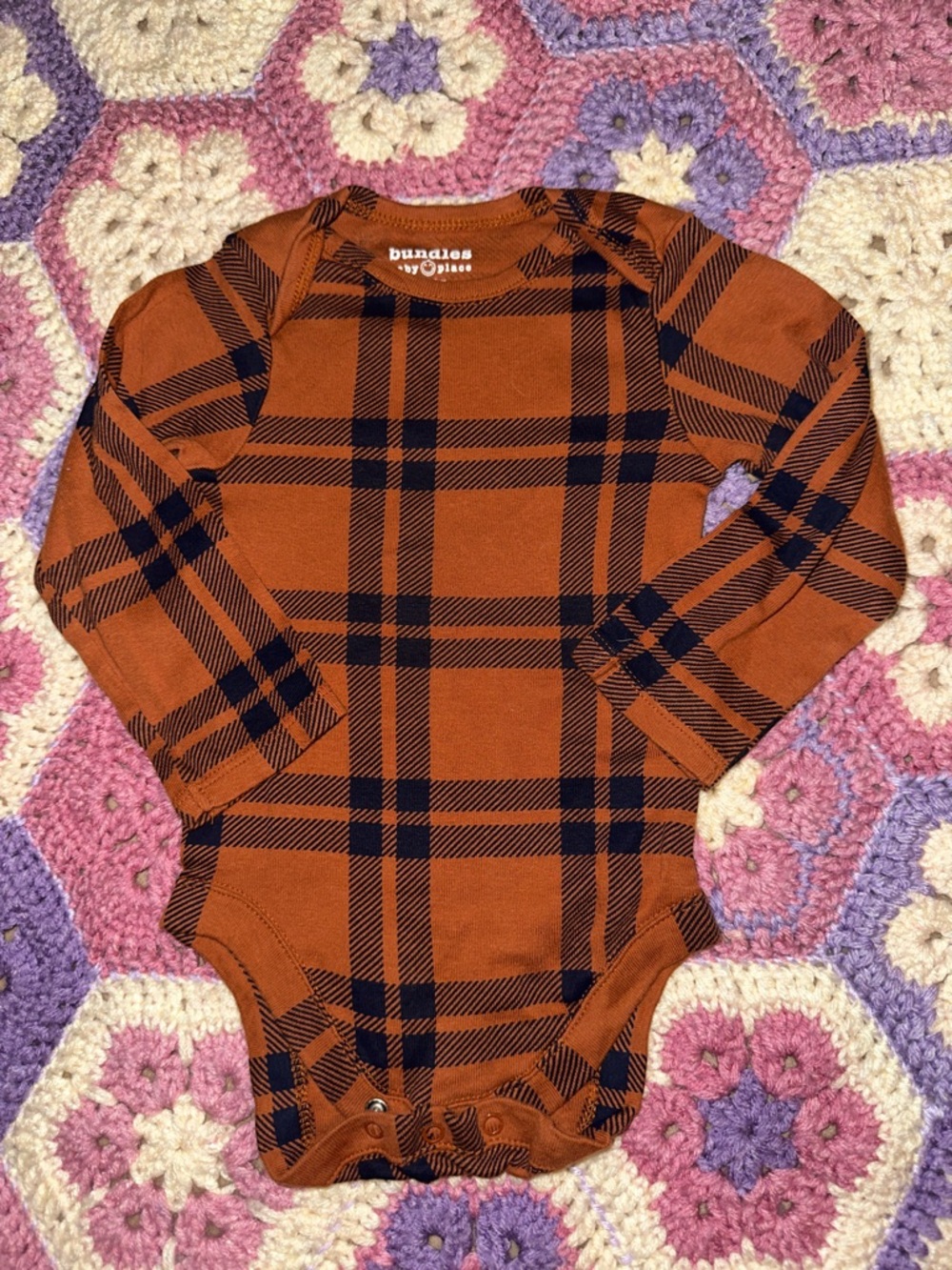 Bundles by Bliss Rust Plaid Long-Sleeve Baby Bodysuit